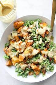 Spicy Potato Kale Bowls With Mustard Tahini Dressing This Savory Vegan Recipe Savory Vegan Healthy Recipes Food