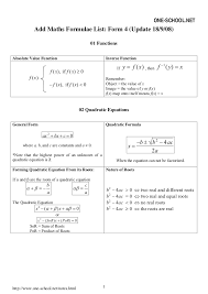 Spm maths 2019 (part 1) paper 1. Spm Add Maths Formula List Form4