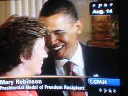 Obama speaking and medalling Poitier Tutu O'Connor Kemp Rivera Crow  Medicine High Bird