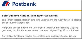 Postbank is primarily engaged in the mobilization of savings for national development. Gesperrtes Online Banking Fake