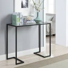 Zipcode Design Royalston 38 Glass Top Console Table Wayfair Tempered Glass Table Top Console Table Console Table Hallway