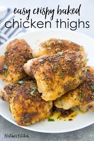 Crispy Baked Chicken Thighs With A Simple And Delicious Spice Rub This Is One Of The Chicken Thights Recipes Baked Chicken Thighs Crispy Baked Chicken Thighs