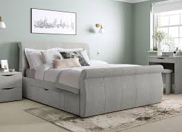 This bed features ebonized banding, the shaped and button tufted upholstered platform bed upholstered beds headboard and footboard headboards for beds tall bed furniture slipcovers. Lucia Upholstered Bed Frame Storage Beds Beds Dreams