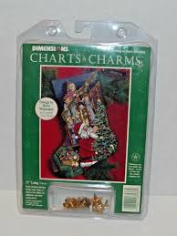 Dimensions Charts Charms Peeking At Santa Stocking With Color Chart 8538