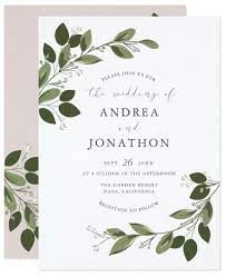Blushing Sprigs Wedding Invite With Pink Back Zazzle Com Botanical Wedding Invitations Modern Wedding Invitations Leaves Botanical Wedding Invitations