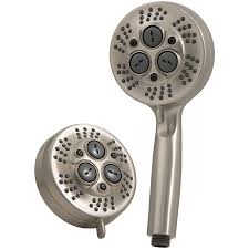 Jacuzzi Primo Brush Nickel Dual Shower Head Lowes Com Shower Heads Shower Faucet Hand Shower