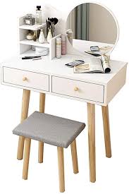 Small Apartment Dressing Table Set With 2 Drawers Storage Shelves And Cushioned Stool Bedroom Mini In 2020 Furniture Dressing Table Vanity Table Set Dressing Table Set