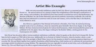This will help you build a concrete idea of how long your own bio should be, how to structure it, and so on… Artist Profile Sample Pdf