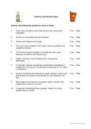 Alcohol, tobacco and other drugs. Tobacco And Alcohol English Esl Worksheets For Distance Learning And Physical Classrooms