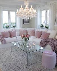 White Sofa With Pink Accent Pillows For Living Room Romantic Living Room Living Room Decor Apartment Glam Living Room