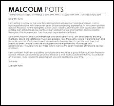 Loan Processor Cover Letter Sample Cover Letter Templates Examples
