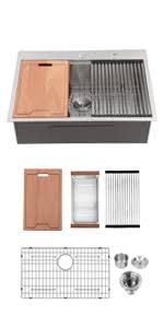 These sinks drop into a hole cut out of the countertop. Kitchen Sink Drop In Lordear 28x22 Drop In Topmount 16 Gauge Stainless Steel Single Bowl Ledge Workstation Kitchen Sink Basin Amazon Com