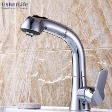 Bathtub faucets with pull out spray. Usherlife Brass Chrome Kitchen Faucet Pull Out Spray Sink Faucets Deck Mounted Copper Mixer Tap 360 Degre Chrome Kitchen Faucet Kitchen Fixtures Kitchen Faucet