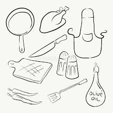 Kitchen equipment sketch drawing step by step easy and tricky way Cooking Kitchen Equipment Stock Vector Illustration Of Symbol 60175715