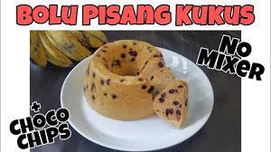 Bolu kukus pisang (no mixer, takaran sendok, anti gagal) pisang uk kecil (punyaku kira2 10cm), lumatkan • penuh tepung terigu • baking soda bolu santan 1 telur tanpa mixer enak dan lembut | takaran sendok. Bolu Pisang Kukus Chococips Tanpa Mixer Takaran Sendok Youtube