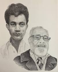 Watercolor pencils and ink