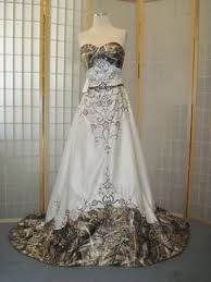 Shown In White And Advantage Max 4 Camo Pattern And Without A Crinoline Underneath The Skirt This One Camo Wedding Dresses Camo Wedding Dress Wedding Dresses