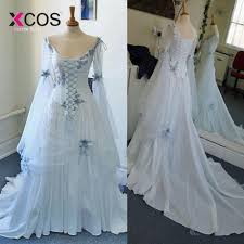 Get the best deals on medieval white dress and save up to 70% off at poshmark now! Vintage Celtic Wedding Dresses White And Pale Blue Colorful Medieval Bridal Gowns Scoop Corset Long Flare Sleeve Flowers Buy At The Price Of 126 40 In Aliexpress Com Imall Com