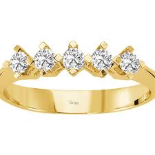 E Renk 0 34 Karat Pirlanta 5 Tas Yuzuk Yuzuk Alyans Taki