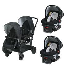 Graco Black Baby Infant Double Twin Sit N Stand Stroller Travel System With 2 Car Seats Twin Strollers Baby Car Seats Travel System Stroller