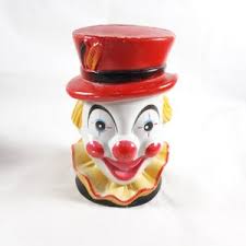 1960s Plastic Happy Clown Bank 9.5" Tall Hong Kong