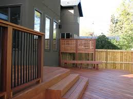This is the easiest method, but it doesn't always look as finished. Exotic Decking Stairs Railing Privacy Screen And Bench Traditional Deck Calgary By Kayu Canada Inc Houzz