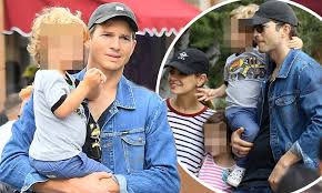 Ashton kutcher and mila kunis' baby daughter spied amongst pictures of five other babies posted by the new father. Ashton Kutcher And Mila Kunis With Kids At Disneyland After Demi Moore S Explosive Revelations Daily Mail Online