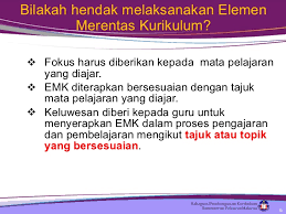 Menurut mohd suhaimin isnen (2017), elemen merentas kurikulum adalah: Emk