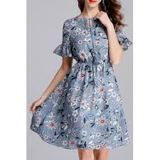 Are you one of those people who go to the shops and just buy whatever they can find in their *.* that. Jhon Peter Women Floral Pattern Chiffon Short Trumpet Sleeve Strap Neck Dress