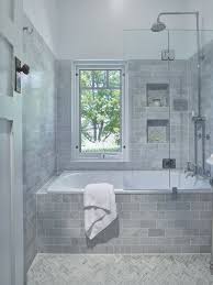 Traditional Bathroom Lovely Inset Bath With A Shower Combo Handy Niche To Keep All Your Bath Shower Items Traditional Bathroom Tub Remodel Bathroom Layout