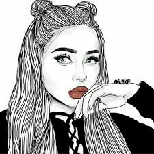 Fille En Noir Et Blanc Sauf Le Rouge A Levres Dessin Noir Et Blanc Dessin Fille Dessin De Fille
