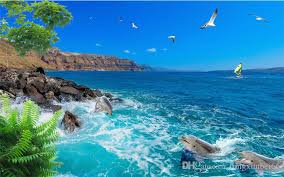 Download wallpapers ocean for desktop and mobile in hd, 4k and 8k resolution. Custom 3d Photo Wallpaper Sea View Blue Sky Dolphin Seagulls Living Room Wall Decor Mural Wallpaper Non Woven Papel De Parede 3d From Tongxunbei66 24 13 Dhgate Com