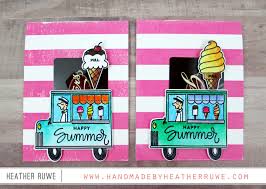 The card base measures 4.25x 11 and is scored at 5.5 and 2.75. Ice Cream Gift Card Holders Handmade By Heather Ruwe