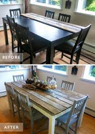 Dining table makeover ideas for small family. Take A Table With A Cruddy Top And Just Put Stained Boards Over Top Ba Bam Easy Transformation Cheap Dining Room Table Diy Dining Diy Dining Table
