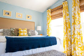 ( 4.0) out of 5 stars. More Aqua Yellow And Navy I Like The Bamboo Shades Behind A Yellow Curtain Yellow Living Room Yellow Master Bedroom Yellow Curtains Bedroom