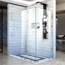 Dreamline Linea Shower Door 2 Attached Glass Panels 34 X72 And 30 X72 Shower Doors Black Shower Doors Shower Screen