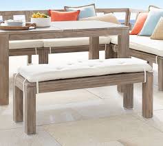I took the same leg design from the table and scaled it down to about 18 in height and designed the bench to match the table. Indio Fsc Eucalyptus Dining Bench Pottery Barn