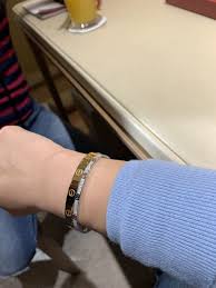 Show Me Your Classic Love Bracelets Stacked With Smalls Love Bracelets Bracelets Outfit Pink Gold Bracelet