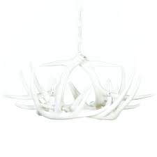 Whitetail Deer 6 Antler Chandelier In Pure White Cast Horn Designs