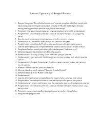 Diselenggarakan ditengah pandemi covid 19 upacara dilakukan dengan penerapan protokol kesehatan seperti penggunaan masker dan menjaga jarak, meski digelar dengan terbatas upacara pengibaran bendera berlangsung dengan hikmad. Doc Susunan Upacara Hari Sumpah Pemuda Hasna Shalihah Academia Edu