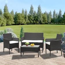 Each chair frame possesses a coat of marine varnish; Garden Sofa Set Of 4 Love Seat Sofa Set Garden Sofa Set Rattan Garden Furniture Wicker Garden Furniture
