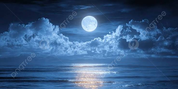 A Beautiful Full Moon Over The Ocean Glowing Blue Water White Clouds In  Black Sky, Moon, Beautiful, Ocean Background Image And Wallpaper for Free  Download