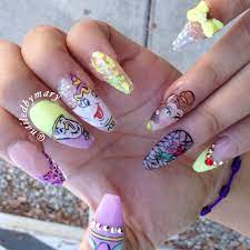 Disney Beauty And The Beast Belle Mrs Pott And Chip Coffin Ballerina Acrylic Nails Beauty And The Beast Nails Disney Acrylic Nails Nail Art Disney