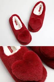 Cozy Women S Red Slippers Ballerina Slippers With Heart Embellishment With Images Ballerina Slippers Red Slippers Slippers
