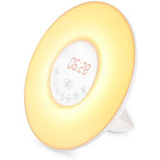 Inlife Wake Up Light Alarm Clock Sunrise Simulation Dusk Fading Night Light With Nature Sounds Fm Radio Tou Light Alarm Clock Sunrise Alarm Clock Alarm Clock