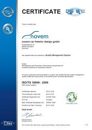 Certificate Novem Car Interior Design Gmbh