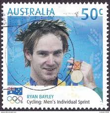 AUSTRALIA 2004 50c Multicoloured, Olympic Gold Medal Winners-Ryan  Bayley-Cycl...