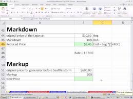 Excel 2010 Business Math 33 Markup And Markdown