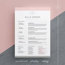 Millie Resume Cv Template Word Photoshop Indesign Etsy Indesign Resume Template Resume Design Template Cv Template Word
