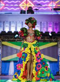 Kurt Campbell Designer Miss Global Jamaica Best National Costume National Costumes Long Sleeve Evening Dresses Jamaica National